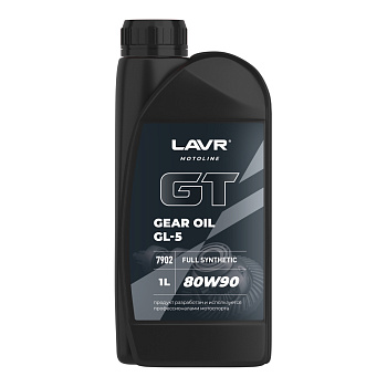 Трансмиссионное масло LAVR GT GEAR OIL 80W90 GL5 1 л